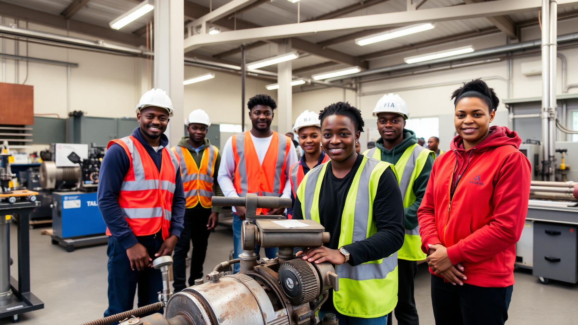 Students training in a TVET workshop